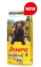 Пакування корму Josera Duck & Sweet Potato для середніх та великих порід з позначкою NEW