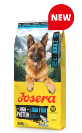 Пакування корму Josera High Protein Sea Fish для дорослих активних собак, беззернова формула 34/18, новинка